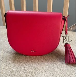 Lauren Ralph Lauren POLO Witney 20 Leather Crossbody Bag Raspberry Pink